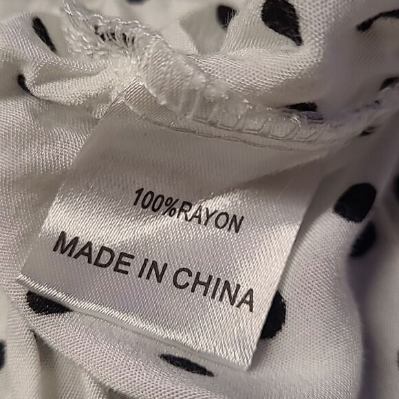 SEEK THE LABEL white polka dot retro ruffle sleeve‎ cropped top blouse M - Picture 11 of 12